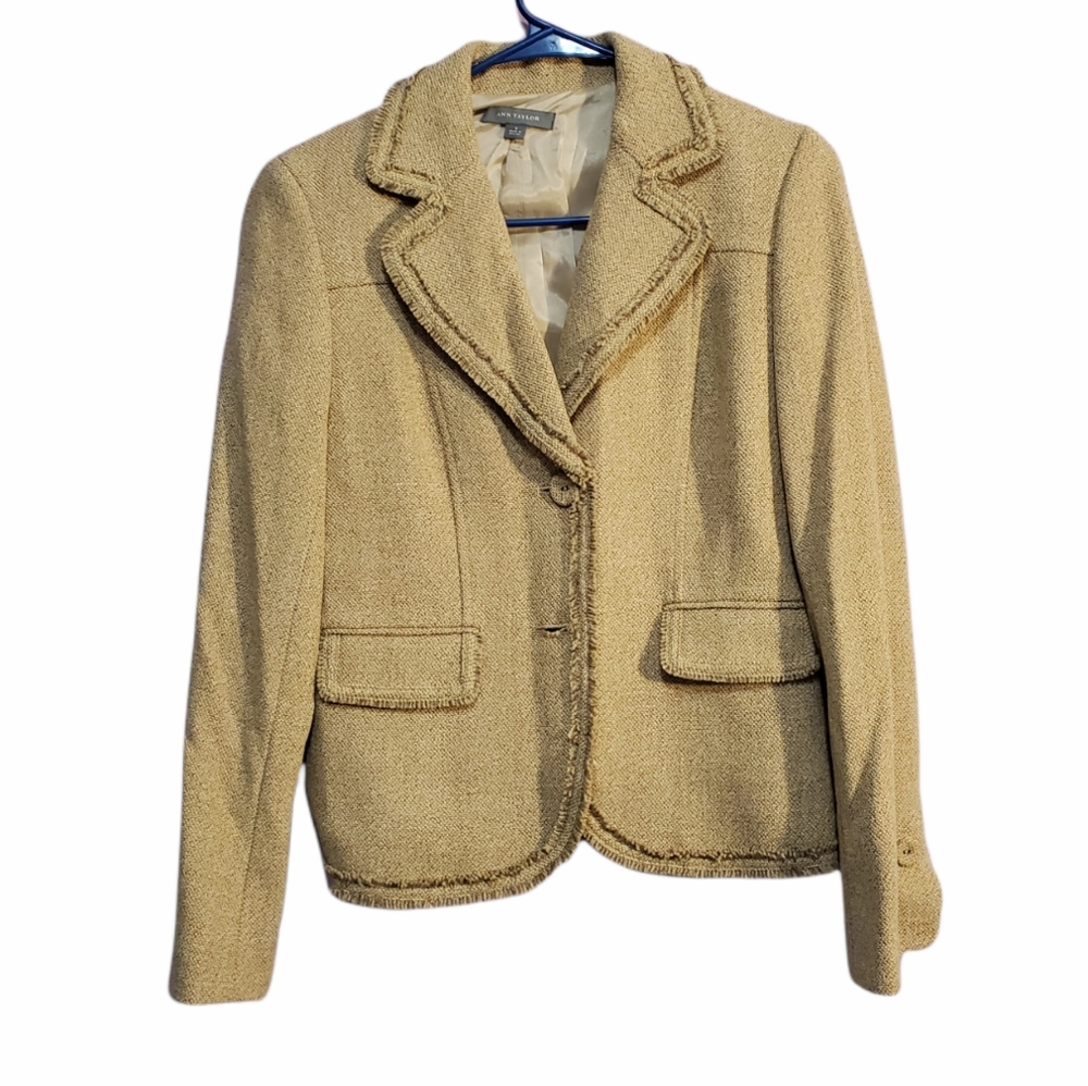 Ann Taylor tweed like Blazer, tan sz.0